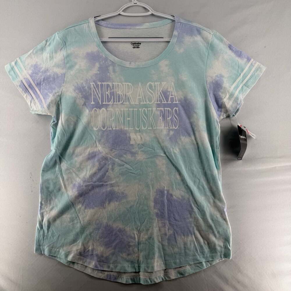 0116 Captivating Women's Nebraska Cornhuskers Tie-Dye V-Neck T-Shirt